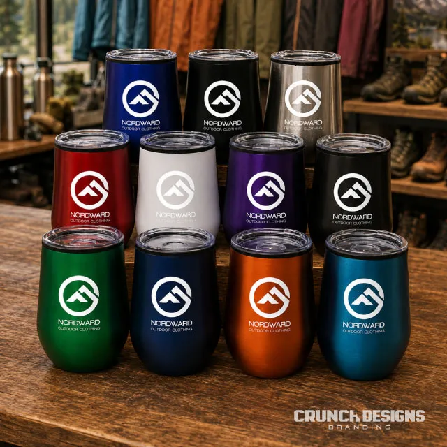 Collection of branded promotional travel mugs