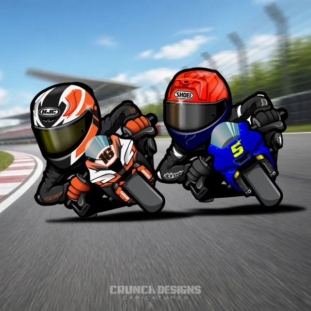 Bespoke race team caricature