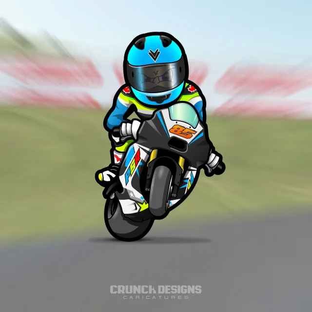 Bespoke motorcycle wheelie caricature