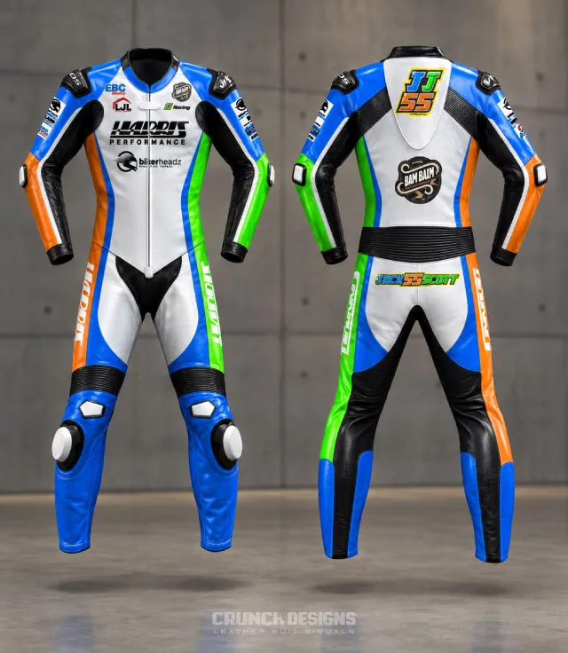 Custom Harris race motorcycle leather suit design
