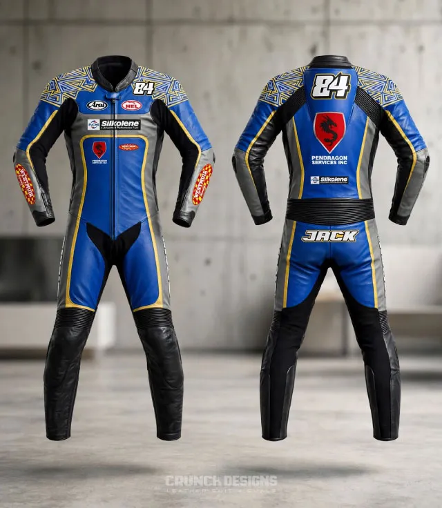 Custom sidecar race motorcycle leather suit design