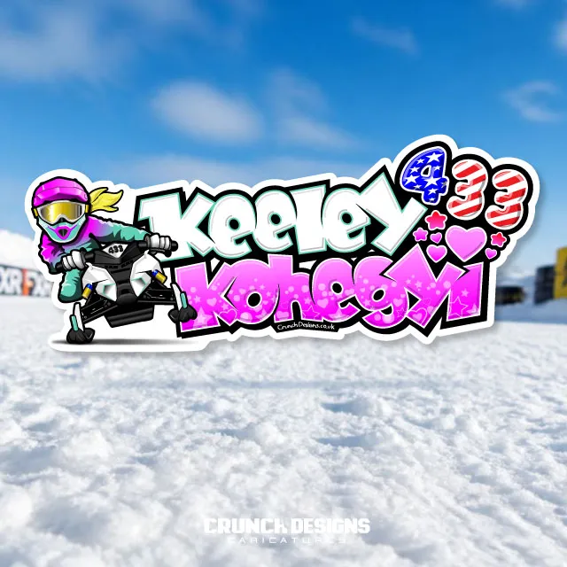 Bespoke race logo with ski mobile caricarure