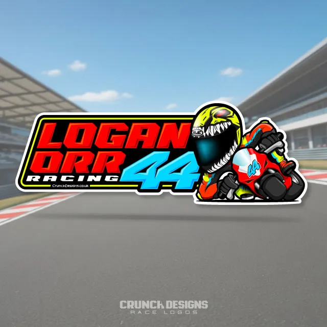 Bespoke race logo with motorcycle caricature