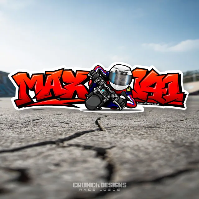 Bespoke race logo with minimoto caricature